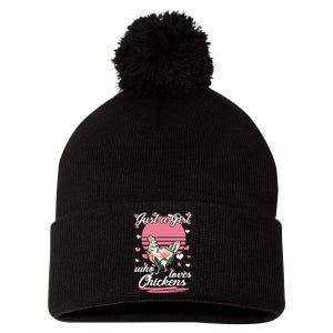 Just A Girl Who Loves Chickens Pom Pom 12in Knit Beanie