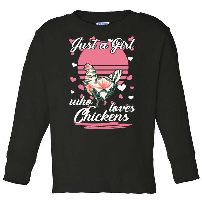 Just A Girl Who Loves Chickens Toddler Long Sleeve Shirt