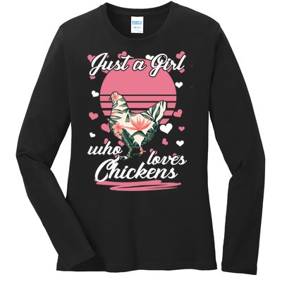 Just A Girl Who Loves Chickens Ladies Long Sleeve Shirt