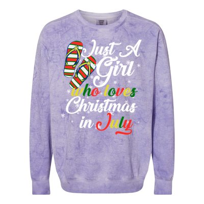 Just A Girl Who Loves Christmas In July Colorblast Crewneck Sweatshirt