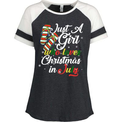 Just A Girl Who Loves Christmas In July Enza Ladies Jersey Colorblock Tee