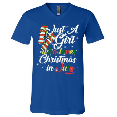 Just A Girl Who Loves Christmas In July V-Neck T-Shirt