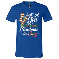 Just A Girl Who Loves Christmas In July V-Neck T-Shirt