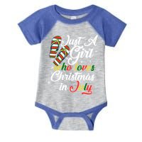 Just A Girl Who Loves Christmas In July Infant Baby Jersey Bodysuit