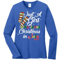 Just A Girl Who Loves Christmas In July Ladies Long Sleeve Shirt