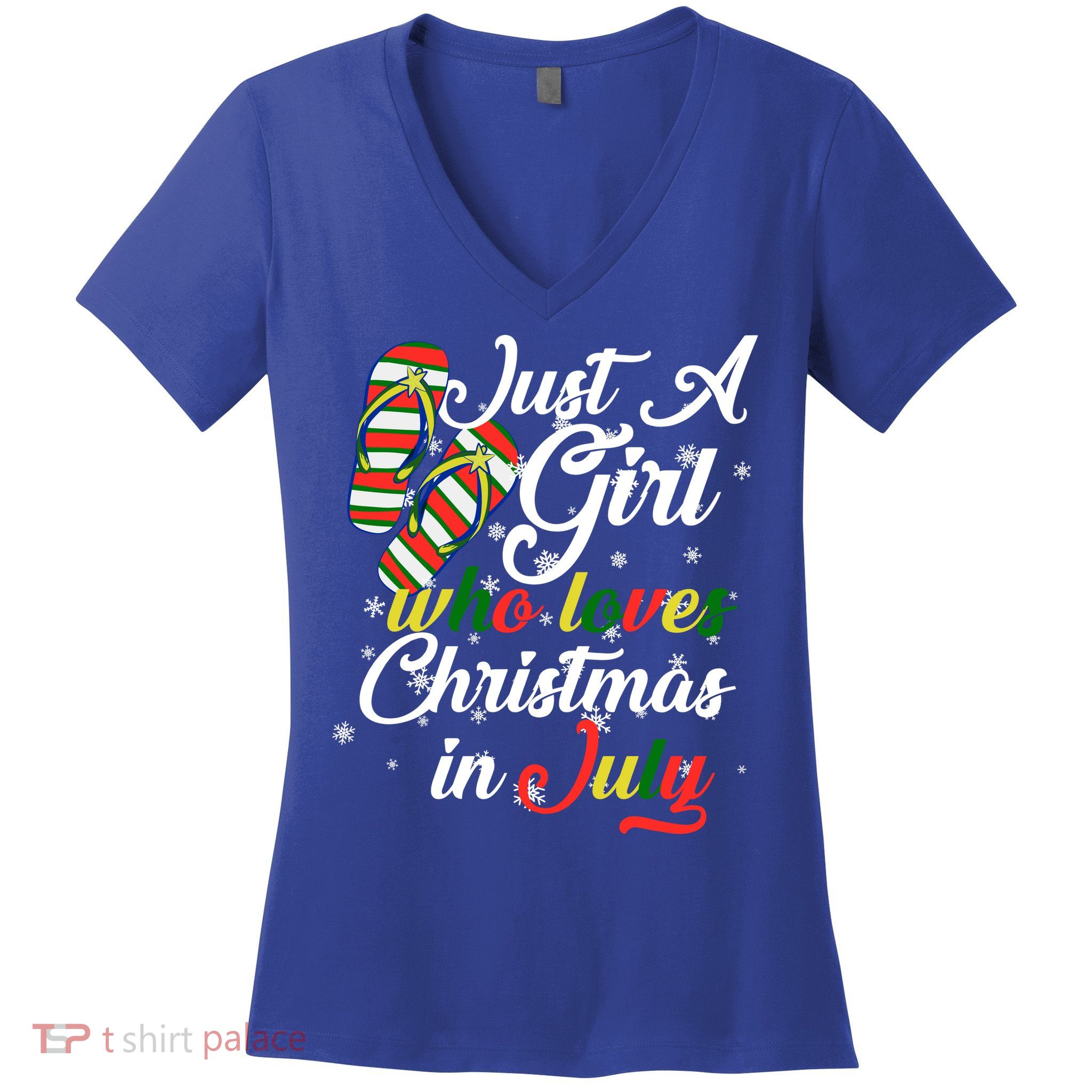 Just A Girl Who Loves Christmas In July Women's V-Neck T-Shirt