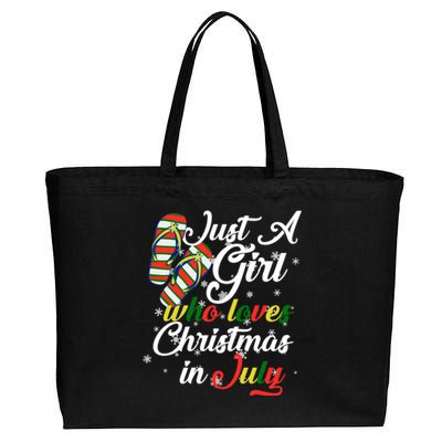 Just A Girl Who Loves Christmas In July Cotton Canvas Jumbo Tote