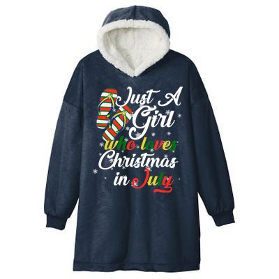 Just A Girl Who Loves Christmas In July Hooded Wearable Blanket