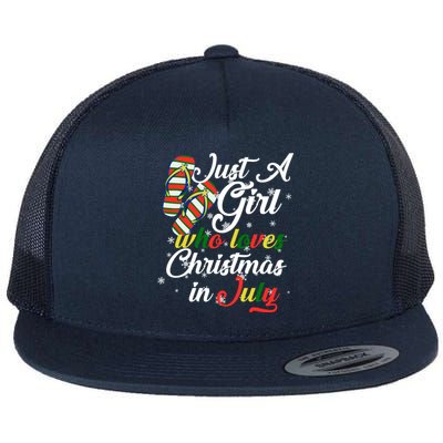 Just A Girl Who Loves Christmas In July Flat Bill Trucker Hat