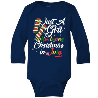 Just A Girl Who Loves Christmas In July Baby Long Sleeve Bodysuit