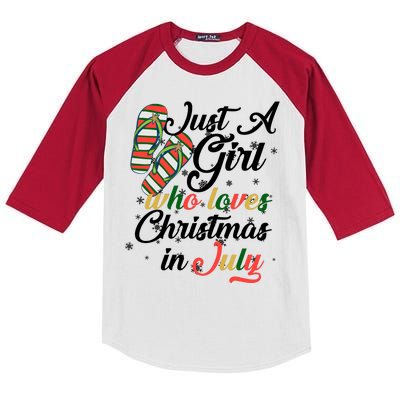 Just A Girl Who Loves Christmas In July Kids Colorblock Raglan Jersey