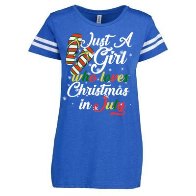 Just A Girl Who Loves Christmas In July Enza Ladies Jersey Football T-Shirt