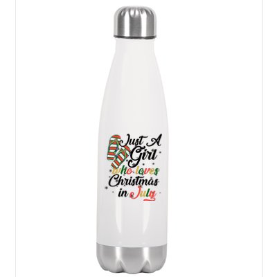 Just A Girl Who Loves Christmas In July Stainless Steel Insulated Water Bottle