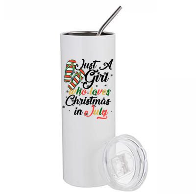 Just A Girl Who Loves Christmas In July Stainless Steel Tumbler