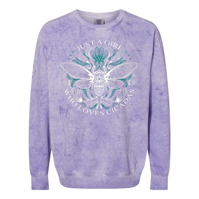 Just A Girl Who Loves Cicadas Colorblast Crewneck Sweatshirt