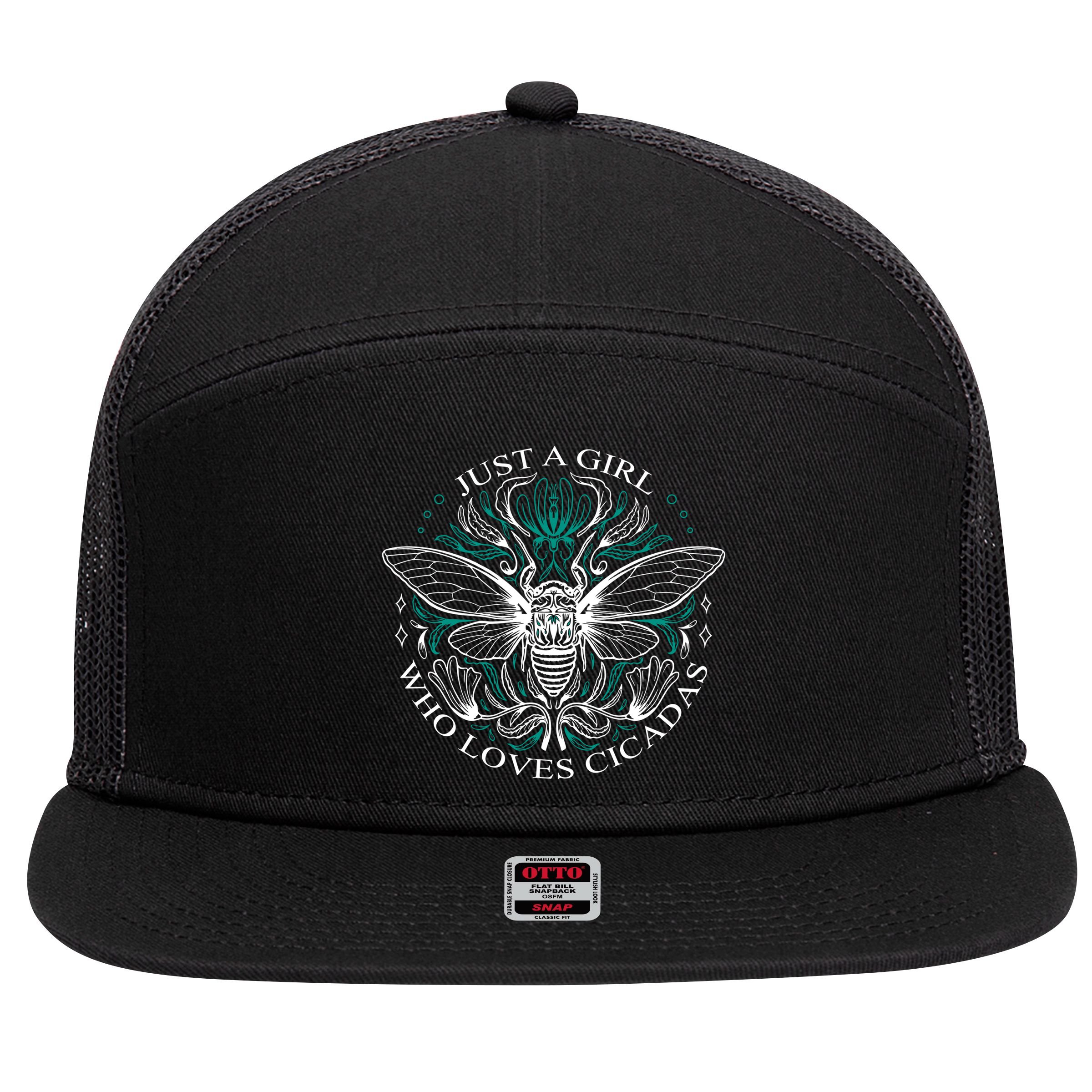 Just A Girl Who Loves Cicadas 7 Panel Mesh Trucker Snapback Hat