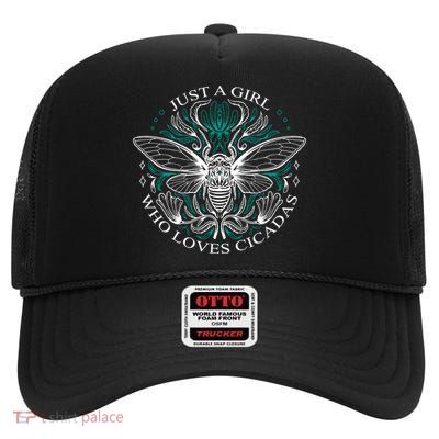 Just A Girl Who Loves Cicadas High Crown Mesh Back Trucker Hat