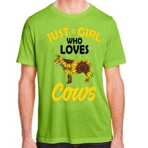 Just A Girl Who loves Cows Flowers Adult ChromaSoft Performance T-Shirt