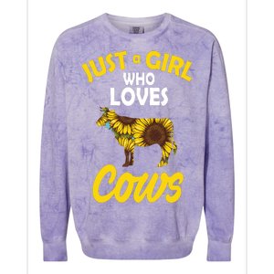 Just A Girl Who loves Cows Flowers Colorblast Crewneck Sweatshirt