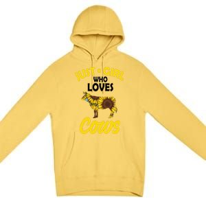 Just A Girl Who loves Cows Flowers Premium Pullover Hoodie