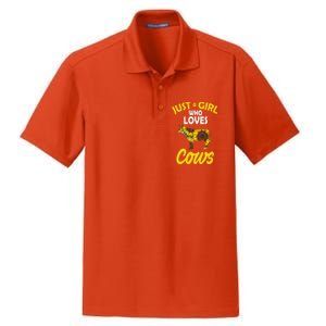 Just A Girl Who loves Cows Flowers Dry Zone Grid Polo