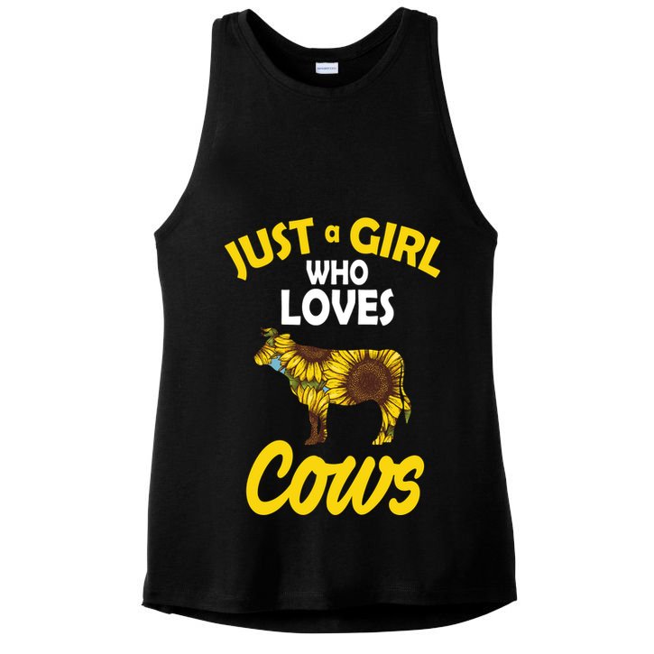 Just A Girl Who loves Cows Flowers Ladies PosiCharge Tri-Blend Wicking Tank