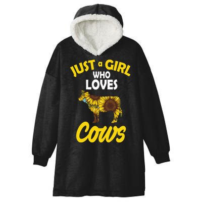 Just A Girl Who loves Cows Flowers Hooded Wearable Blanket