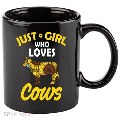 Just A Girl Who loves Cows Flowers 11oz C Handle Ceramic Mug