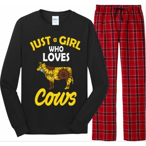 Just A Girl Who loves Cows Flowers Long Sleeve Pajama Set