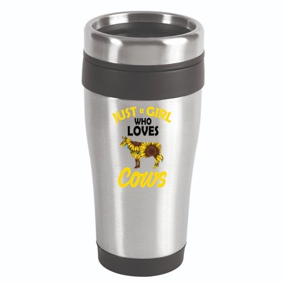 Just A Girl Who loves Cows Flowers 16oz Travel Tumbler