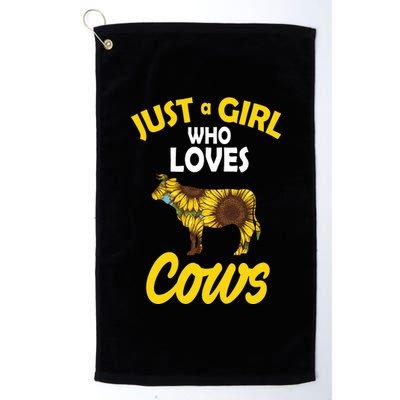 Just A Girl Who loves Cows Flowers Platinum Collection Golf Towel