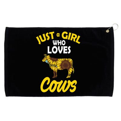 Just A Girl Who loves Cows Flowers Grommeted Golf Towel