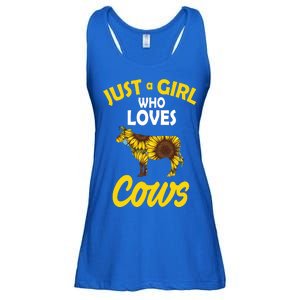 Just A Girl Who loves Cows Flowers Ladies Essential Flowy Tank