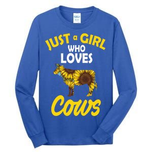 Just A Girl Who loves Cows Flowers Tall Long Sleeve T-Shirt