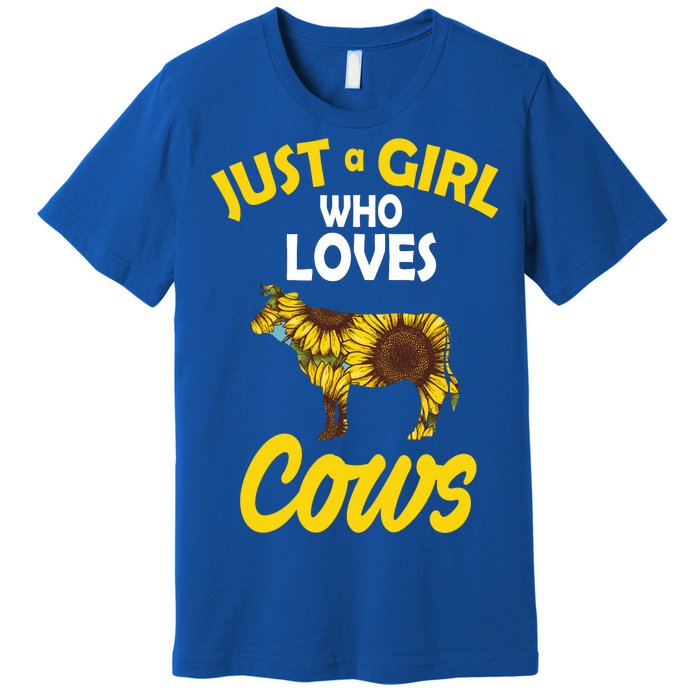 Just A Girl Who loves Cows Flowers Premium T-Shirt