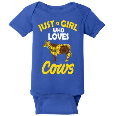 Just A Girl Who loves Cows Flowers Baby Bodysuit