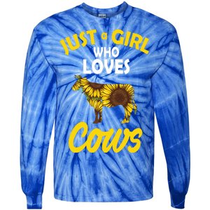 Just A Girl Who loves Cows Flowers Tie-Dye Long Sleeve Shirt