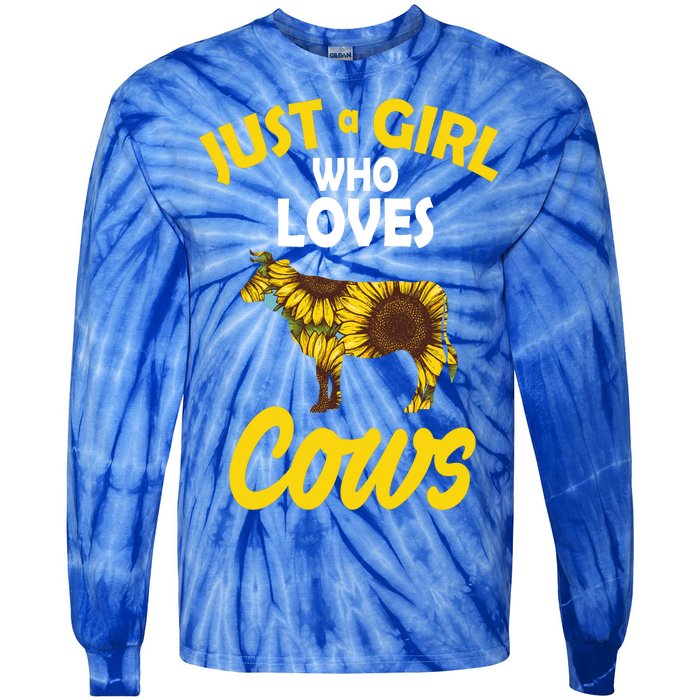 Just A Girl Who loves Cows Flowers Tie-Dye Long Sleeve Shirt