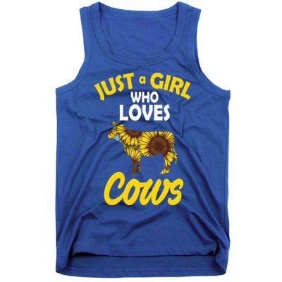 Just A Girl Who loves Cows Flowers Tank Top