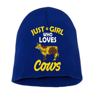 Just A Girl Who loves Cows Flowers Short Acrylic Beanie
