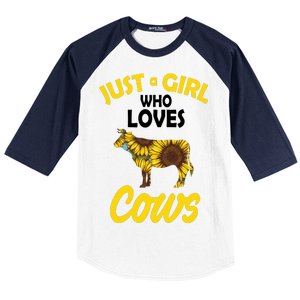 Just A Girl Who loves Cows Flowers Baseball Sleeve Shirt