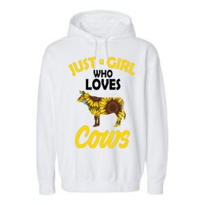 Just A Girl Who loves Cows Flowers Garment-Dyed Fleece Hoodie