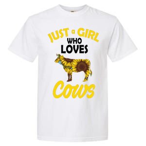 Just A Girl Who loves Cows Flowers Garment-Dyed Heavyweight T-Shirt