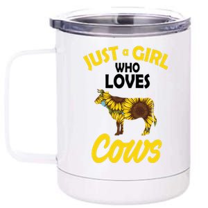 Just A Girl Who loves Cows Flowers 12 oz Stainless Steel Tumbler Cup