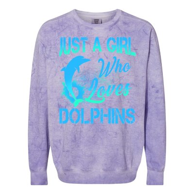 Just A Girl Who Loves Dolphins Colorblast Crewneck Sweatshirt