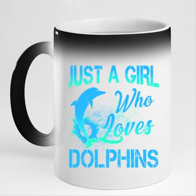 Just A Girl Who Loves Dolphins 11oz Black Color Changing Mug