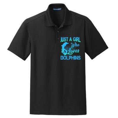 Just A Girl Who Loves Dolphins Dry Zone Grid Polo