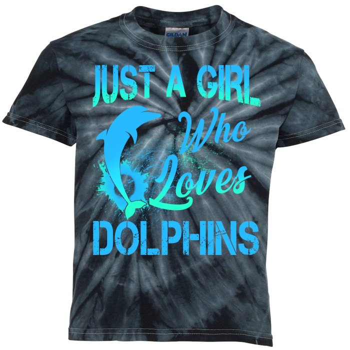 Just A Girl Who Loves Dolphins Kids Tie-Dye T-Shirt