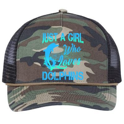 Just A Girl Who Loves Dolphins Retro Rope Trucker Hat Cap