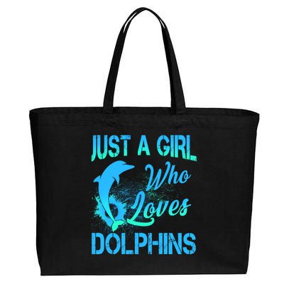 Just A Girl Who Loves Dolphins Cotton Canvas Jumbo Tote